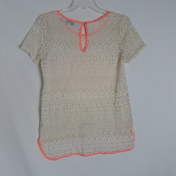 Karlie Women's Size Medium Ivory Lace Top Blouse - Picture 4 of 6